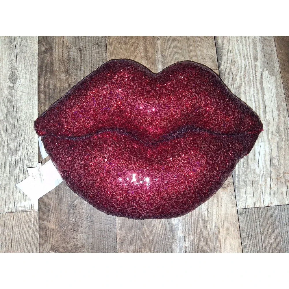 Isaac Mizrahi Red Lips Seaquin Throw Pillow